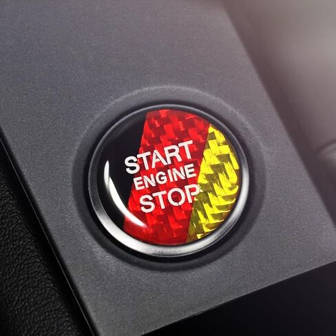 BETTERHUMZ Engine Start Stop Button Sticker for Audi A4 B9 A5 8W6 A6 4G C7 A7 4G8 Q3 Q5 8R Q7 Sportback Carbon Fiber Control Knob Trim Interior Accessories (Red) in Kuwait