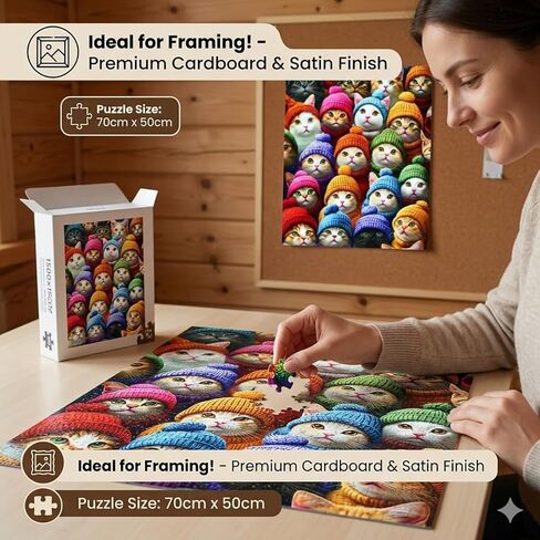 Puzzles for Adults 1000 Pieces,Beards and Hats Cat Puzzles,Jigsaw Puzzles 1000 Pieces Birthday Party for Family Adults Funny Puzzle,Perfect Home Decor & Gift Rompecabezas in Kuwait