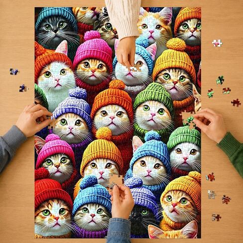 Puzzles for Adults 1000 Pieces,Beards and Hats Cat Puzzles,Jigsaw Puzzles 1000 Pieces Birthday Party for Family Adults Funny Puzzle,Perfect Home Decor & Gift Rompecabezas in Kuwait