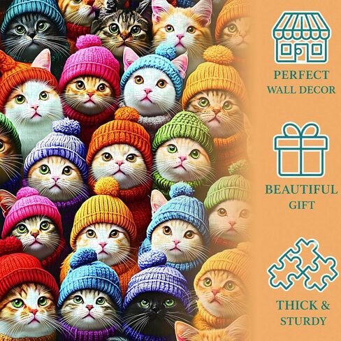 Puzzles for Adults 1000 Pieces,Beards and Hats Cat Puzzles,Jigsaw Puzzles 1000 Pieces Birthday Party for Family Adults Funny Puzzle,Perfect Home Decor & Gift Rompecabezas in Kuwait