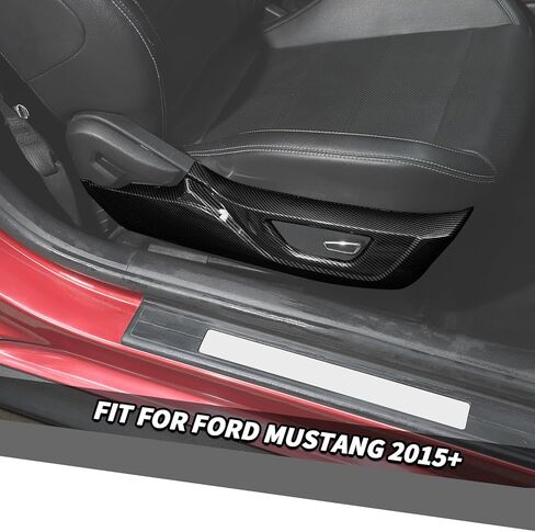 Jimen Fit for Ford Mustang 2015-2025, 2PCS Car Side Seat Panel Cover Trim (Carbon Fiber) in Kuwait
