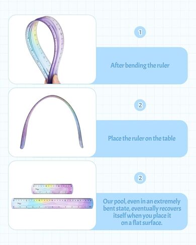 12 Inch & 6 Inch Flexible Ruler, Bendable Plastic Ruler, Soft Bendable Gradient Color Rulers with Centimeters and Inches for Student School Classroom Office Supplies (4 PCS) in Kuwait
