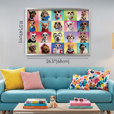 Puzzle for Adults 1000 Pieces, 26.5'' x 19.5'' Chic Dogs Jigsaw Puzzle with Letters on Back, – Great Gift for Dog Lovers, Home Décor & Family Bonding Activity in Kuwait