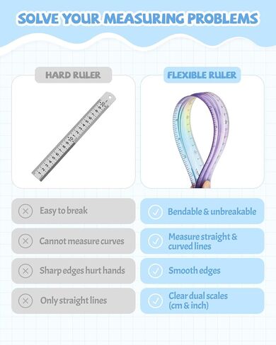 12 Inch & 6 Inch Flexible Ruler, Bendable Plastic Ruler, Soft Bendable Gradient Color Rulers with Centimeters and Inches for Student School Classroom Office Supplies (4 PCS) in Kuwait