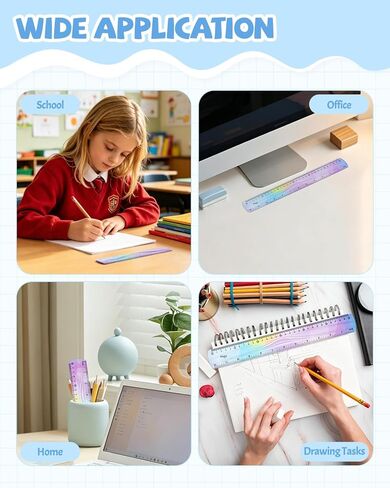 12 Inch & 6 Inch Flexible Ruler, Bendable Plastic Ruler, Soft Bendable Gradient Color Rulers with Centimeters and Inches for Student School Classroom Office Supplies (4 PCS) in Kuwait