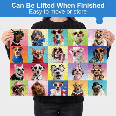 Puzzle for Adults 1000 Pieces, 26.5'' x 19.5'' Chic Dogs Jigsaw Puzzle with Letters on Back, – Great Gift for Dog Lovers, Home Décor & Family Bonding Activity in Kuwait