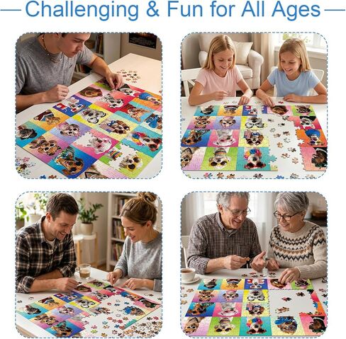 Puzzle for Adults 1000 Pieces, 26.5'' x 19.5'' Chic Dogs Jigsaw Puzzle with Letters on Back, – Great Gift for Dog Lovers, Home Décor & Family Bonding Activity in Kuwait