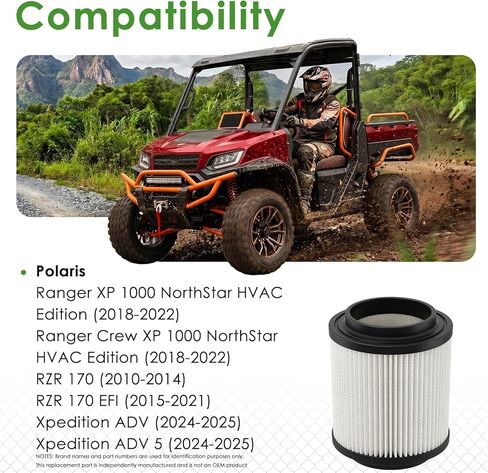 استبدال فلتر الهواء لـ Polaris Ranger XP 1000، Crew XP 1000 NorthStar HVAC Edition 2018-2022، RZR 170، Xpedition ADV، UTV Engine Air Filter يستبدل 1262218 (مجموعتان) in Kuwait