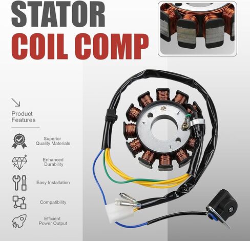 ATMT1-155-12 الجزء الثابت - 12 ملف مغناطيسي لمحركات GY6 125cc 150cc 180cc 200cc | يناسب السكوتر الصيني، والممسحة، وATV، وGo Kart & Quads | متوافق مع النوع 152QMI 157QMJ DC in Kuwait
