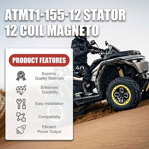 ATMT1-155-12 الجزء الثابت - 12 ملف مغناطيسي لمحركات GY6 125cc 150cc 180cc 200cc | يناسب السكوتر الصيني، والممسحة، وATV، وGo Kart & Quads | متوافق مع النوع 152QMI 157QMJ DC in Kuwait