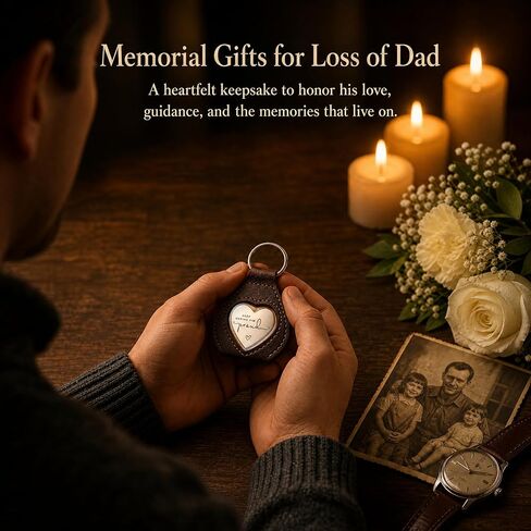 Memorial Gift for Daughter or Son, Keep Making Him Proud Heart Hug Keychain, Sympathy Bereavement Keepsake for Loss of Dad or Grandpa, Comfort Reminder Token for Grief, Gift for Father's Day in Kuwait