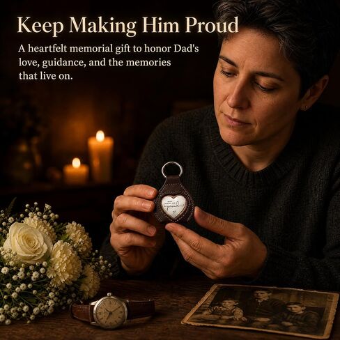 Memorial Gift for Daughter or Son, Keep Making Him Proud Heart Hug Keychain, Sympathy Bereavement Keepsake for Loss of Dad or Grandpa, Comfort Reminder Token for Grief, Gift for Father's Day in Kuwait