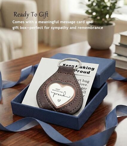 Memorial Gift for Daughter or Son, Keep Making Him Proud Heart Hug Keychain, Sympathy Bereavement Keepsake for Loss of Dad or Grandpa, Comfort Reminder Token for Grief, Gift for Father's Day in Kuwait