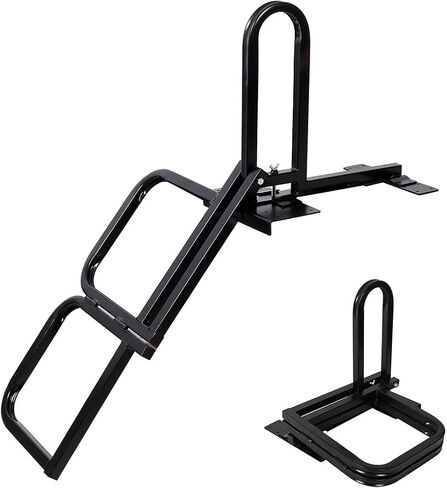 Pickup Truck Tailgate Ladder, Foldable Truck Bed Step with Handrail, Heavy Duty Steel Tailgate Step Ladder 300 lbs Capacity, Universal Fit for Pickup Trucks in Kuwait