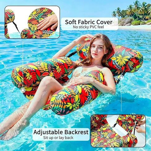 Pool Floats for Adults – 2-Pack Heavy Duty Inflatable Pool Floats, 350lbs Weight Capacity, Upgraded Leak-Proof Valve, Thick PVC & UV Protection, Adjustable Shoulder Strap, Includes Hand Pump in Kuwait