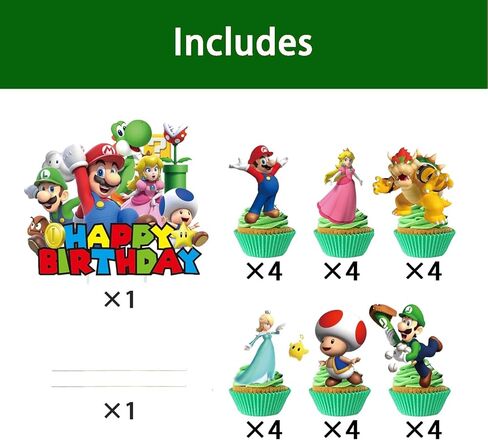 25PCS Mario Cake Toppers, Cartoon Cupcake Toppers, mario Themed Birthday Party Cake Decorations & Party Supplies in Kuwait