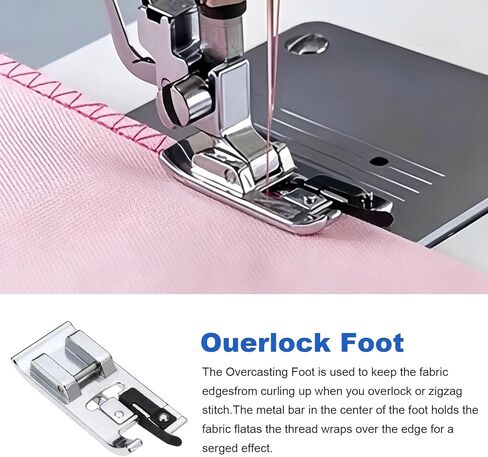 6PCS Sewing Machine Presser Foot Kit, Rolled Hem Presser Foot 3mm/4mm/6mm, Gathering Foot, Zigzag Foot & Overlock Foot, Low Shank Snap On Sewing Feet for Most Domestic Machines in Kuwait