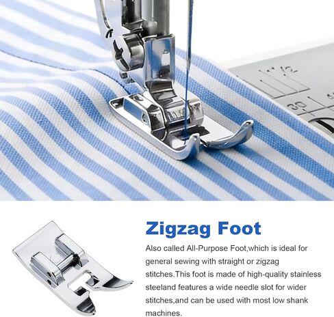 6PCS Sewing Machine Presser Foot Kit, Rolled Hem Presser Foot 3mm/4mm/6mm, Gathering Foot, Zigzag Foot & Overlock Foot, Low Shank Snap On Sewing Feet for Most Domestic Machines in Kuwait