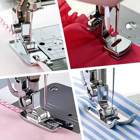 6PCS Sewing Machine Presser Foot Kit, Rolled Hem Presser Foot 3mm/4mm/6mm, Gathering Foot, Zigzag Foot & Overlock Foot, Low Shank Snap On Sewing Feet for Most Domestic Machines in Kuwait