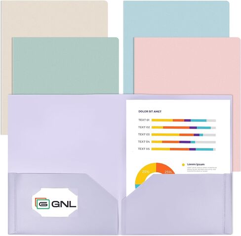 GNL Plastic Folders with Pockets, Pack of 5, Colored Heavy Duty 2 Pocket File Folders Letter Size, Pocket Folders for School, Home, and Office in Kuwait