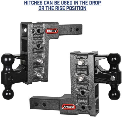 GEN-Y Hitch Offset Tow Hitch for 2" Receiver - 5" Rise/7.5" Drop with 6 Adjustable Positions, Includes Dual Ball Mount, Pintle Lock and Pins, 10,000 lbs Towing Capacity, 1,500 lbs Tongue Weight in Kuwait
