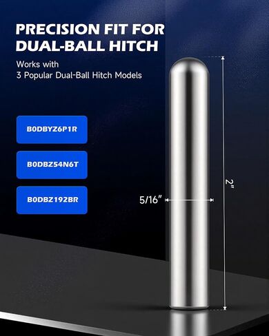Orion Motor Tech 5/16" x 2" دبوس وتد قضيب بديل من الفولاذ المقاوم للصدأ، دبوس هيكلي مطور لنماذج وصلة المقطورة القابلة للتعديل B0DBYZ6P1R، B0DBZ54N6T، B0DBZ192BR، هيكل صلب عالي التحمل in Kuwait