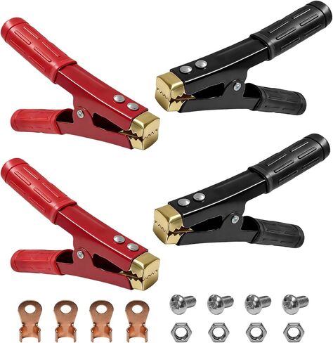4 PCS Battery Jumper Cable Clamps, 500-1000A Auto Battery Charger Clamps Replacement with Screws & Nuts, 12-36V Heavy Duty Alligator Clips for 2AWG Batteries Cables in Kuwait