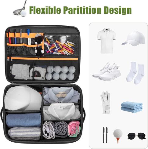 2 Layer Golf Trunk Organizer, Golf Car Locker with Individual Ventilated Compartment for 2 Pairs Shoes, Golf Car Storage Organizer for Balls, Clothes, Tees, Gloves, Accessories in Saudi Arabia