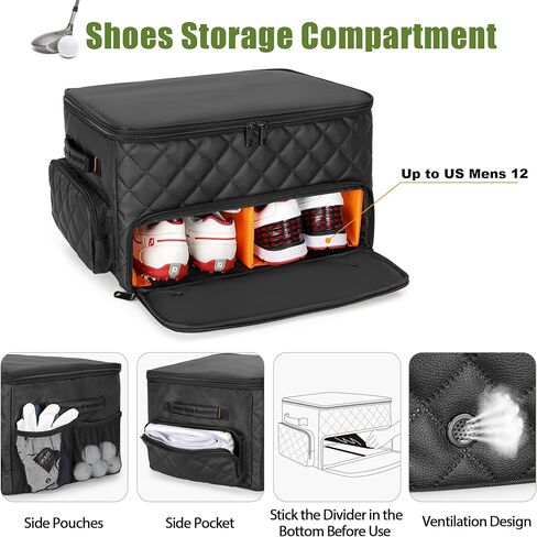 2 Layer Golf Trunk Organizer, Golf Car Locker with Individual Ventilated Compartment for 2 Pairs Shoes, Golf Car Storage Organizer for Balls, Clothes, Tees, Gloves, Accessories in Saudi Arabia