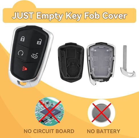 Key Fob Cover Shell Case Replacement for Cadillac ATS ATS-V CTS CT6 XTS XT5 XT4 XT6 SRX 2014 2015 2016 2017 2018 2019 2020 2021 5 Buttons Car Remote Pad Cover HYQ2AB, HYQ2EB (2PCS) in Kuwait