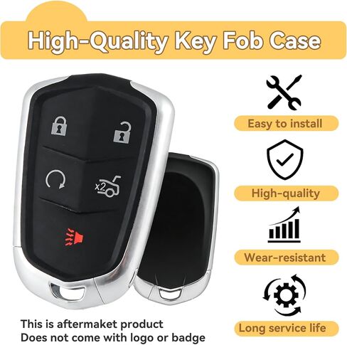 Key Fob Cover Shell Case Replacement for Cadillac ATS ATS-V CTS CT6 XTS XT5 XT4 XT6 SRX 2014 2015 2016 2017 2018 2019 2020 2021 5 Buttons Car Remote Pad Cover HYQ2AB, HYQ2EB (2PCS) in Kuwait