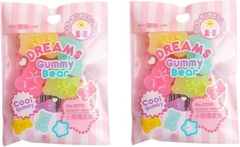10Pcs Cute Erasers - Colorful Gummy Bear Cabochons | Cartoon Bear Pencil Erasers | Animals | Interactive Eraser Pets | Stationery Supplies School Reward in Kuwait