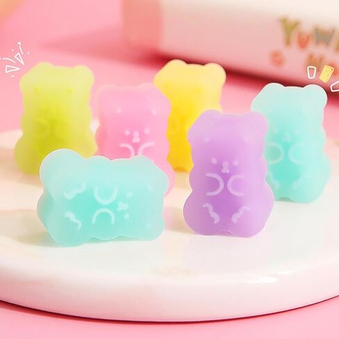 10Pcs Cute Erasers - Colorful Gummy Bear Cabochons | Cartoon Bear Pencil Erasers | Animals | Interactive Eraser Pets | Stationery Supplies School Reward in Kuwait