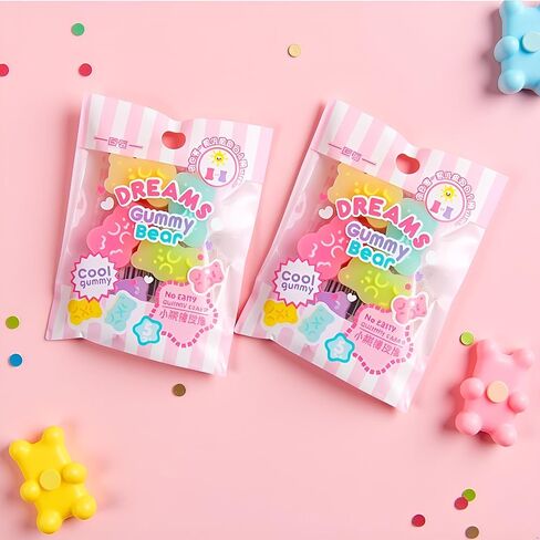 10Pcs Cute Erasers - Colorful Gummy Bear Cabochons | Cartoon Bear Pencil Erasers | Animals | Interactive Eraser Pets | Stationery Supplies School Reward in Kuwait