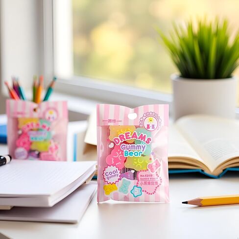 10Pcs Cute Erasers - Colorful Gummy Bear Cabochons | Cartoon Bear Pencil Erasers | Animals | Interactive Eraser Pets | Stationery Supplies School Reward in Kuwait