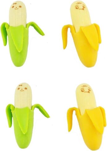 4PCS Cute Funny Novelty Banana Style Pencil Eraser Rubber Stationery Soft Rubber Stationery for Home School Fun Practical Erasing Tool for Daily Writing and Drawing in Kuwait