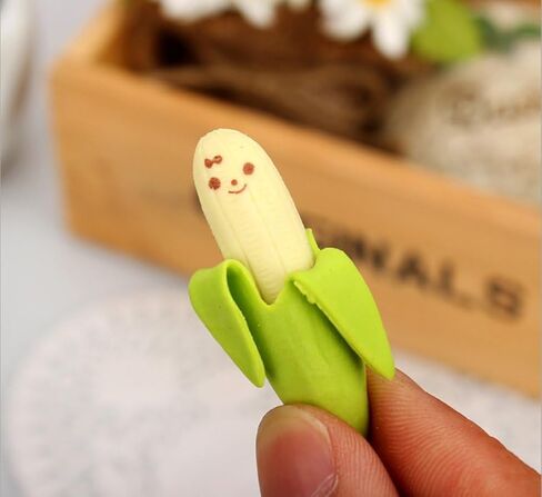 4PCS Cute Funny Novelty Banana Style Pencil Eraser Rubber Stationery Soft Rubber Stationery for Home School Fun Practical Erasing Tool for Daily Writing and Drawing in Kuwait