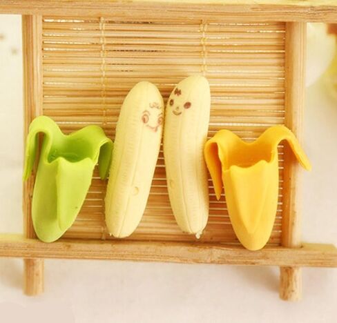 4PCS Cute Funny Novelty Banana Style Pencil Eraser Rubber Stationery Soft Rubber Stationery for Home School Fun Practical Erasing Tool for Daily Writing and Drawing in Kuwait