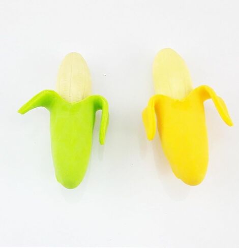 4PCS Cute Funny Novelty Banana Style Pencil Eraser Rubber Stationery Soft Rubber Stationery for Home School Fun Practical Erasing Tool for Daily Writing and Drawing in Kuwait