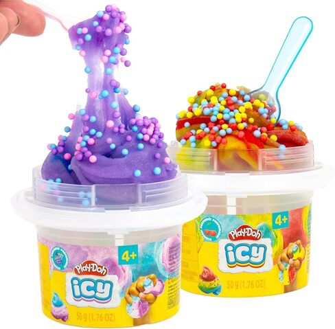 Play-Doh Slime Compounds, Scented Sensory Toys for Kids and Tweens, Use in Goodie Bags and Party Favors, ICY Rainbow Cherry and Tie-Dye Blue Raspberry in Kuwait