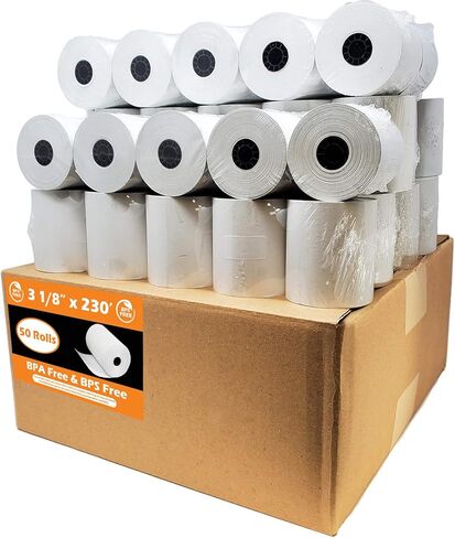 ورق حراري خالٍ من BPS وخالي من BPA (10 لفات) 3 1/8 × 230 لفات إيصالات تناسب جميع طابعات تسجيل النقدية Clover POS، Star Micronics SCP700 TSP100 TSP300 TSP400 من BuyRegisterRolls in Kuwait
