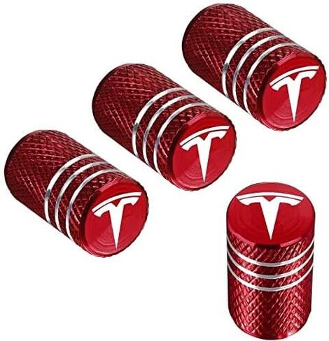 For Tesla Model Y X S 3 Tire Caps Aluminum Alloy Valve Stem Cap Decorative Accessory 4pcs(red) in Kuwait