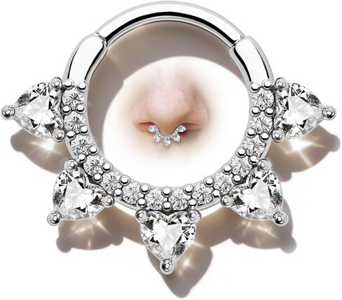 COCHARM 16G Septum Ring Flower Septum Jewelry Rose Gold Daith Earrings for Women Dainty Daith Piercing Jewelry Stainless Steel Hypoallergenic in Saudi Arabia