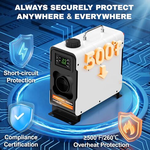 سخان ديزل 5-8 كيلو وات الكل في واحد، سخان هواء ديزل 12 فولت/24 فولت، سخان ديزل محمول مع شاشة LCD، سخان انتظار منخفض الضوضاء للسيارة، شاحنة RV، المنزل، القارب، العربة - أبيض in Kuwait