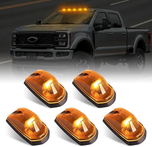 LED Cab Marker Lights, Smoke Amber Roof Top Clearance Running Lights Plug and Play, Compatible with F250 F350 F450 F550 Pickup Trucks 2017-2024, Direct Replace HC3Z15442E HC3Z-15442-E in Kuwait