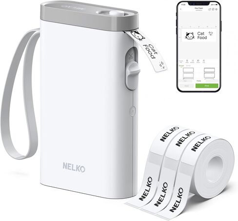 Nelko Label Maker Machine with Tape, P21 Bluetooth Label Printer with 3 Tapes, Wireless Mini Label Makers with Multiple Templates Icon Font Custom for School Office Home, White in Kuwait