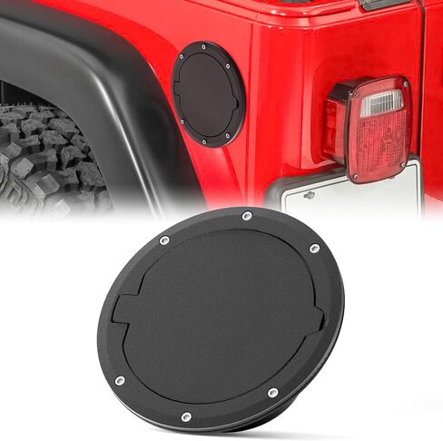 Aluminum Fuel Filler Door Gas Tank Cap Cover Locking Compatible with 2018-2026 Jeep Wrangler JL Unlimited Accessories (Black) in Kuwait