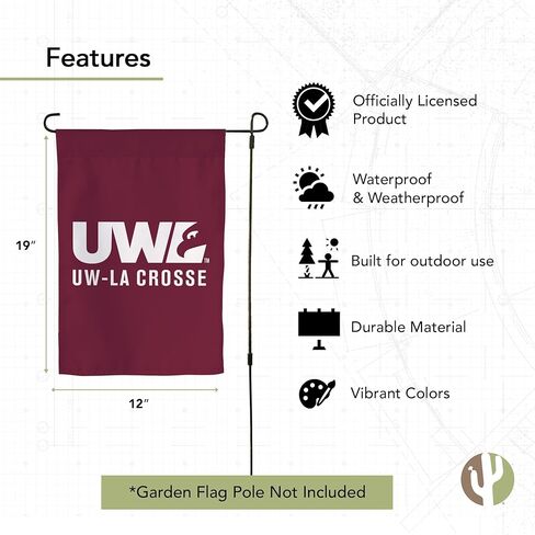 لافتة علم حديقة لاكروس من جامعة صبار الصحراء في ويسكونسن لاكروس UWLAX إيجلز 100% بوليستر (تصميم C) in Saudi Arabia