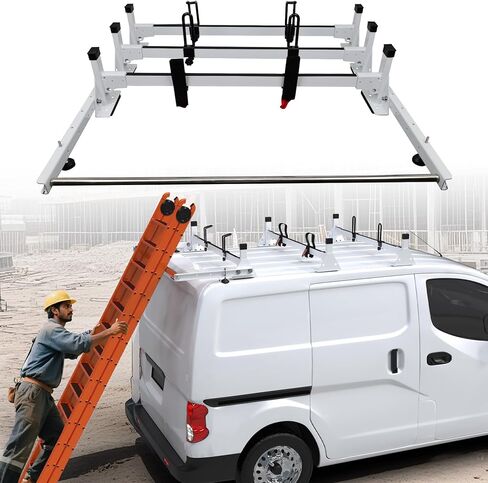 MELIPRON Steel Van Roof Rack Fit for Nissan NV200, Chevy City Express, 800 lbs Cargo Van Ladder Rack with Rear Roller Bar in Kuwait