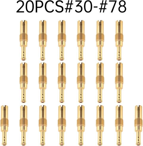 Windance 20pcs/Box Brass Carburetor Slow Pilot Jet Kit #30 - #78 Fit for Keihin PWK OKO/KOSO CVK PE Carburetor with 5 Cleaning Needles, 5 Brush (20, #30 - #78) in Kuwait